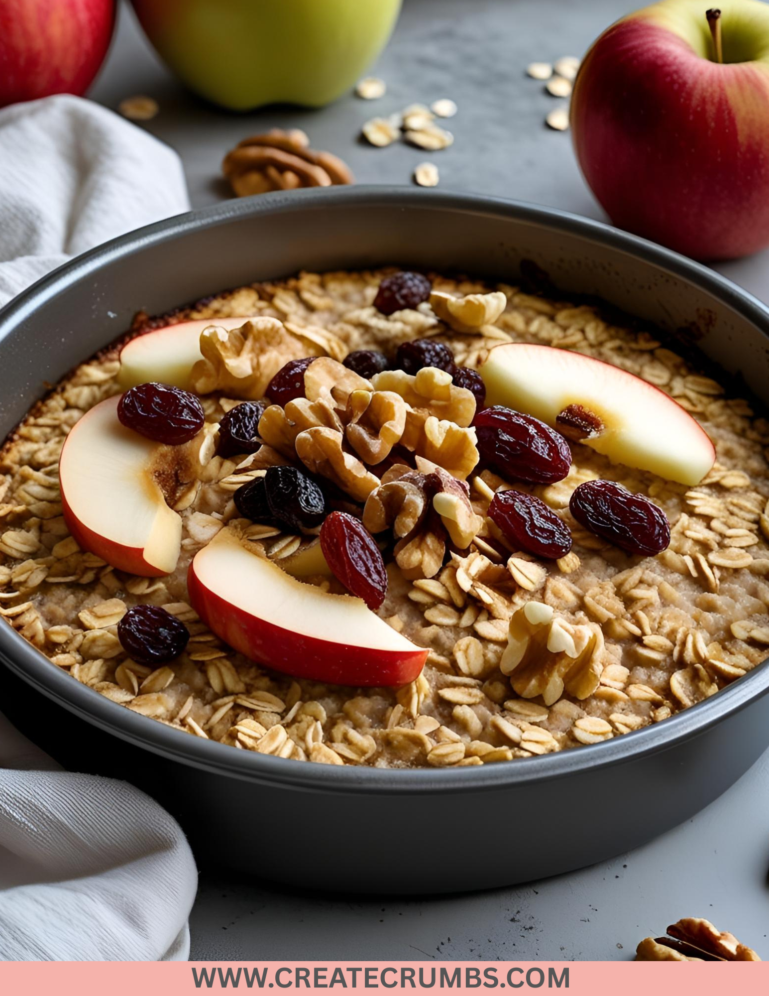 Baked Oatmeal With Apples, Raisins & Walnuts