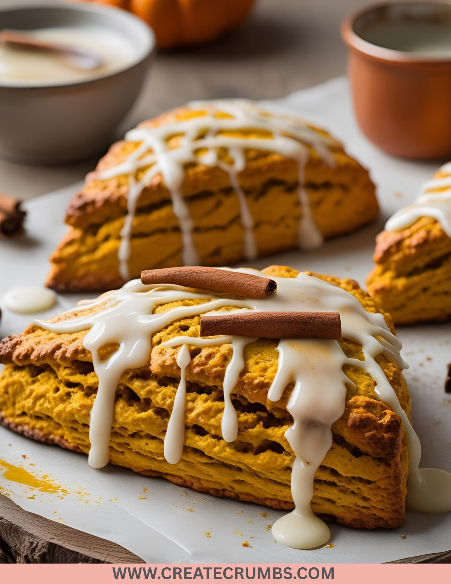 Pumpkin Scones With Spiced Glaze